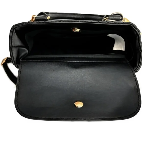 Valentino Orlandi Black Crossbody Bag with Gold Accents - Picture 1 of 6